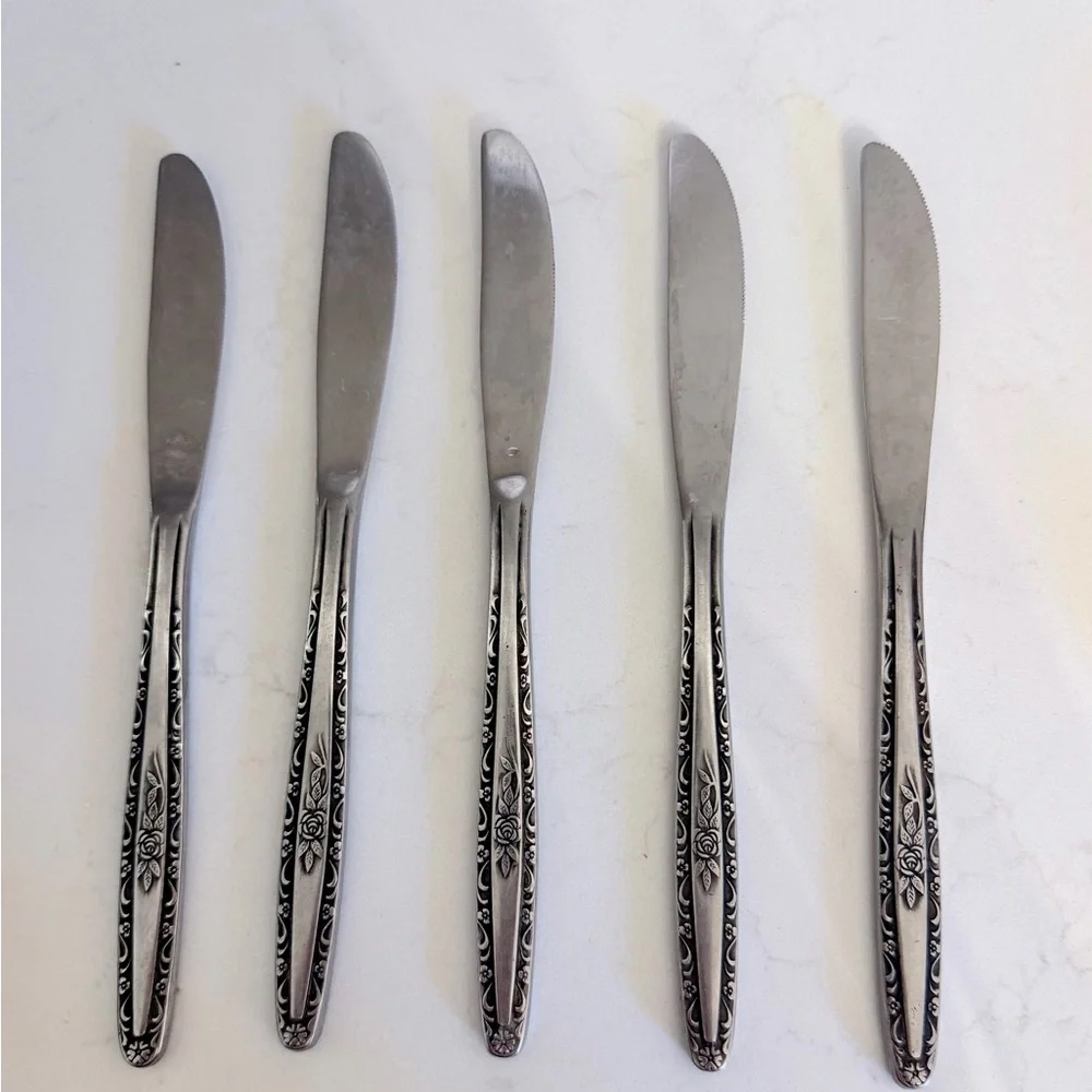 Vintage Interpur Stainless Steel Knives Set of 5 | Mid-Century Modern